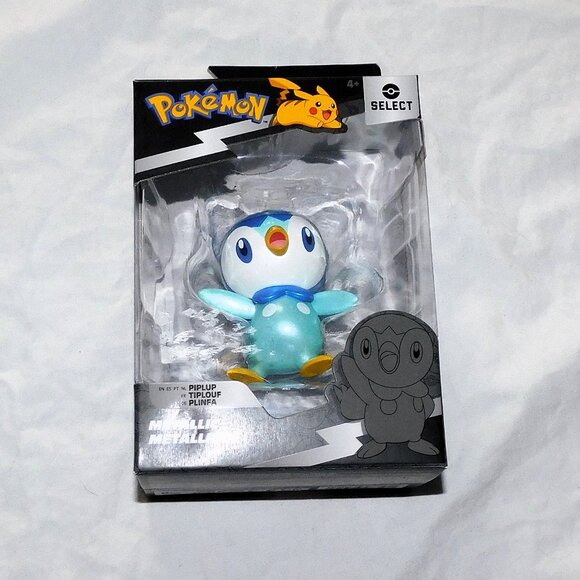 Pokemon Select Metallic Piplup Figure Blue Penguin Pikachu NEW - Picture 1 of 3
